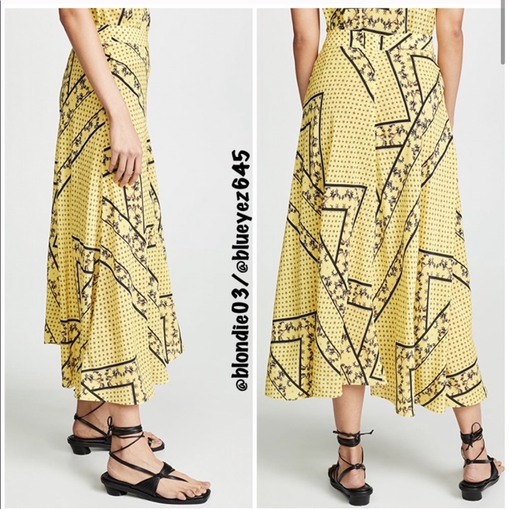 Ganni Silk Mix Skirt minion yellow 42/US 10 - Picture 5 of 8